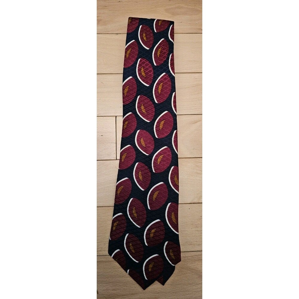 Oscar de la Renta Necktie Mens Red Navy Silk Pattern Geometric Designer Tie